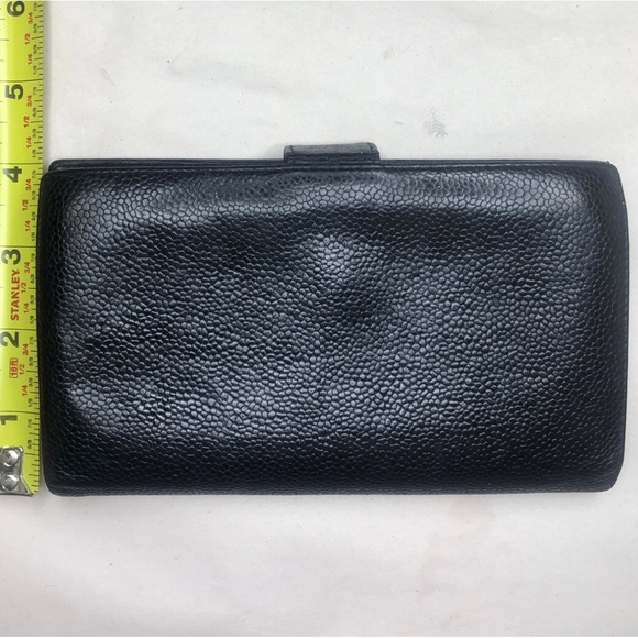 CHANEL CC Logo Black Caviar Frame Kisslock Long Bifold Wallet Authenticity Card - Picture 13 of 15